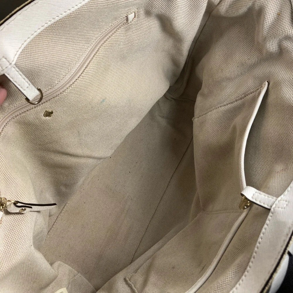 Kate Spade Beige and White Tote SHOULDERBAG Bag